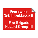 Feuerwehr Gefahrenklasse III - Fire Brigade Hazard Group III