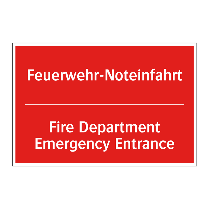 Feuerwehr-Noteinfahrt - Fire Department Emergency Entrance/.../