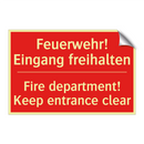 Feuerwehr! Eingang freihalten - Fire department! Keep entrance /.../