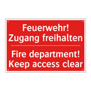 Feuerwehr! Zugang freihalten - Fire department! Keep access clear/.../