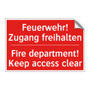 Feuerwehr! Zugang freihalten - Fire department! Keep access clear/.../