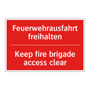 Feuerwehrausfahrt freihalten - Keep fire brigade access clear