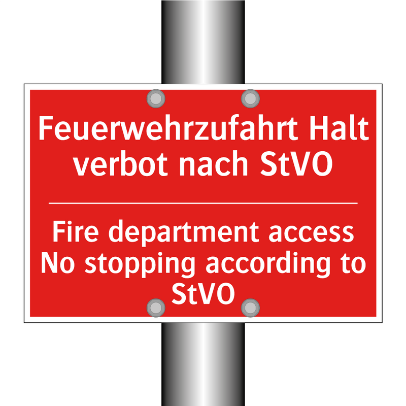 Feuerwehrzufahrt Halt verbot nach /.../ - Fire department access No stopping /.../
