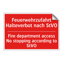 Feuerwehrzufahrt Halteverbot nach /.../ - Fire department access No stopping /.../