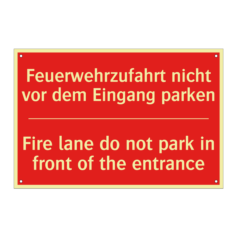 Feuerwehrzufahrt nicht vor dem /.../ - Fire lane do not park in front /.../