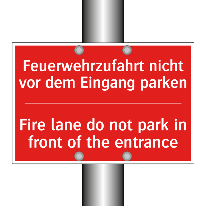 Feuerwehrzufahrt nicht vor dem /.../ - Fire lane do not park in front /.../