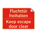 Fluchttür freihalten - Keep escape door clear