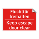 Fluchttür freihalten - Keep escape door clear