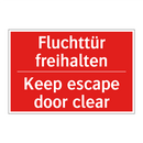 Fluchttür freihalten - Keep escape door clear