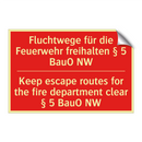 Fluchtwege für die Feuerwehr freihalten /.../ - Keep escape routes for the fire /.../