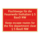 Fluchtwege für die Feuerwehr freihalten /.../ - Keep escape routes for the fire /.../