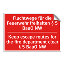 Fluchtwege für die Feuerwehr freihalten /.../ - Keep escape routes for the fire /.../