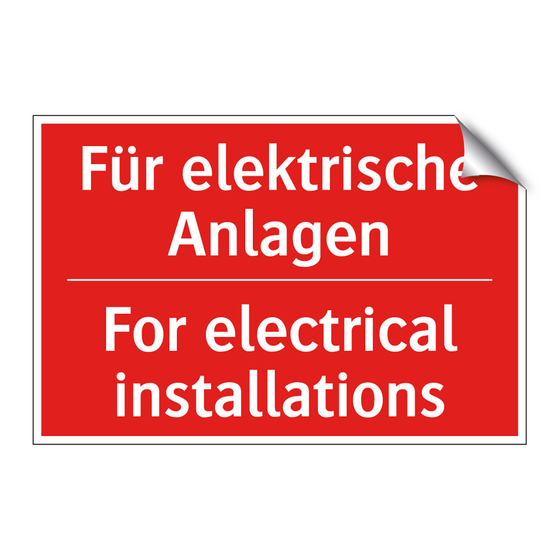 Für elektrische Anlagen - For electrical installations
