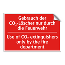Gebrauch der CO₂-Löscher nur durch /.../ - Use of CO₂ extinguishers only /.../