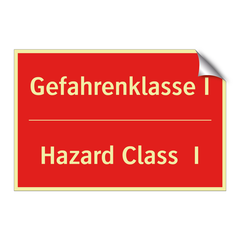 Gefahrenklasse I - Hazard Class I