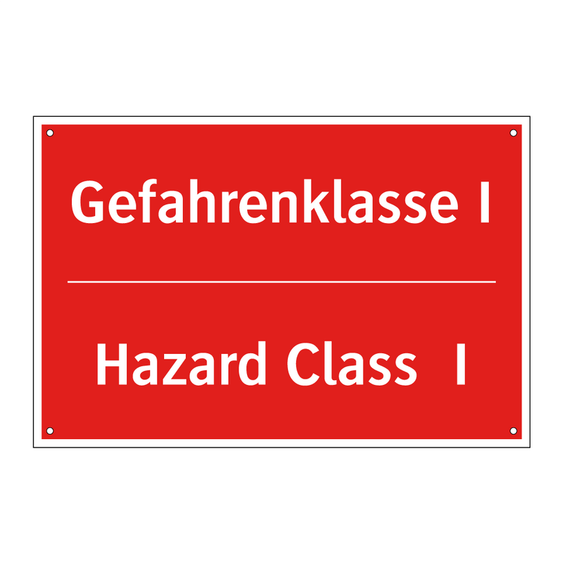 Gefahrenklasse I - Hazard Class I