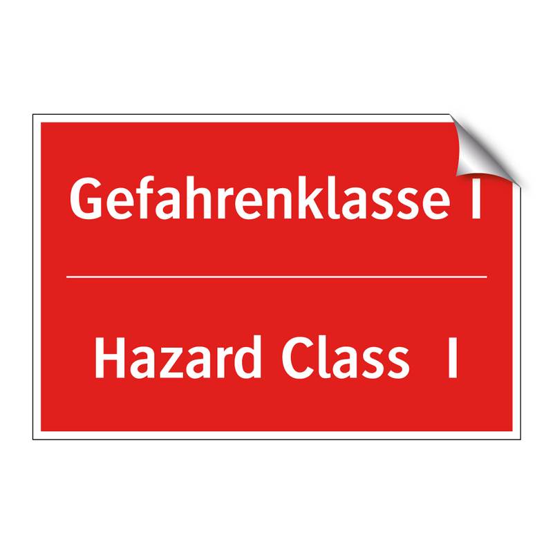 Gefahrenklasse I - Hazard Class I