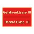 Gefahrenklasse III - Hazard Class III