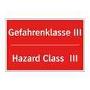Gefahrenklasse III - Hazard Class III