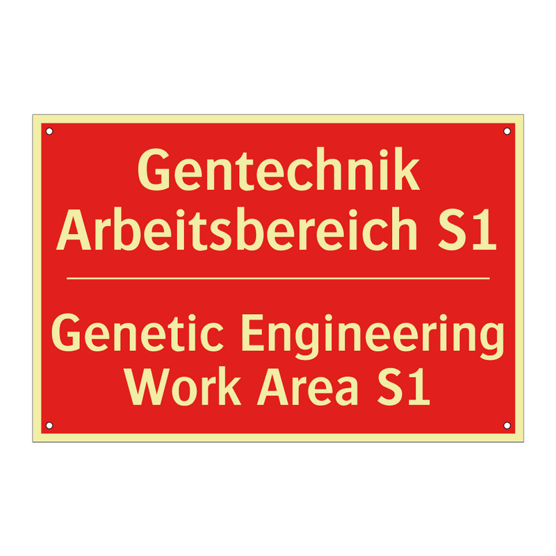 Gentechnik Arbeitsbereich S1 - Genetic Engineering Work Area /.../