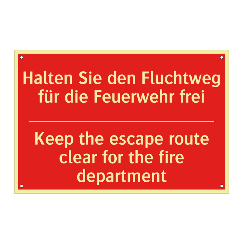 Halten Sie den Fluchtweg für die /.../ - Keep the escape route clear for /.../