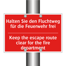 Halten Sie den Fluchtweg für die /.../ - Keep the escape route clear for /.../