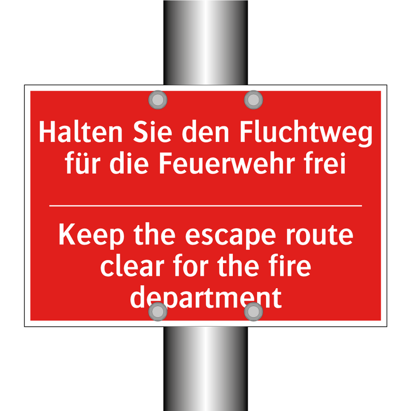 Halten Sie den Fluchtweg für die /.../ - Keep the escape route clear for /.../