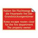 Halten Sie Fluchtwege für die /.../ - Keep escape routes clear for the /.../