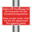 Halten Sie Fluchtwege für die /.../ - Keep escape routes clear for the /.../