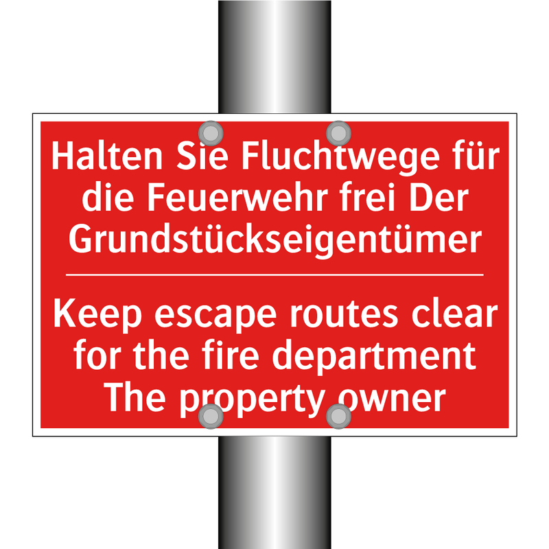 Halten Sie Fluchtwege für die /.../ - Keep escape routes clear for the /.../
