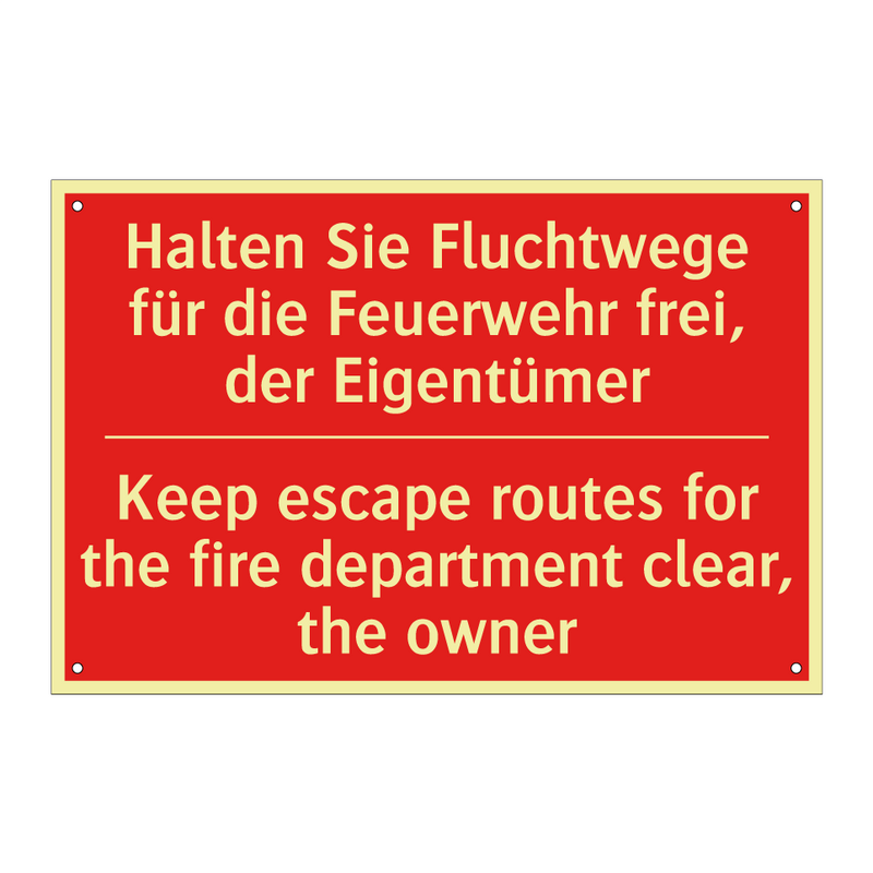 Halten Sie Fluchtwege für die /.../ - Keep escape routes for the fire /.../