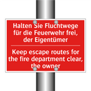 Halten Sie Fluchtwege für die /.../ - Keep escape routes for the fire /.../