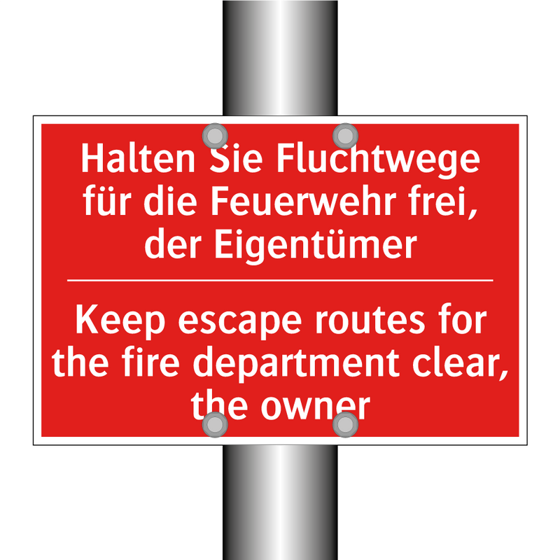 Halten Sie Fluchtwege für die /.../ - Keep escape routes for the fire /.../