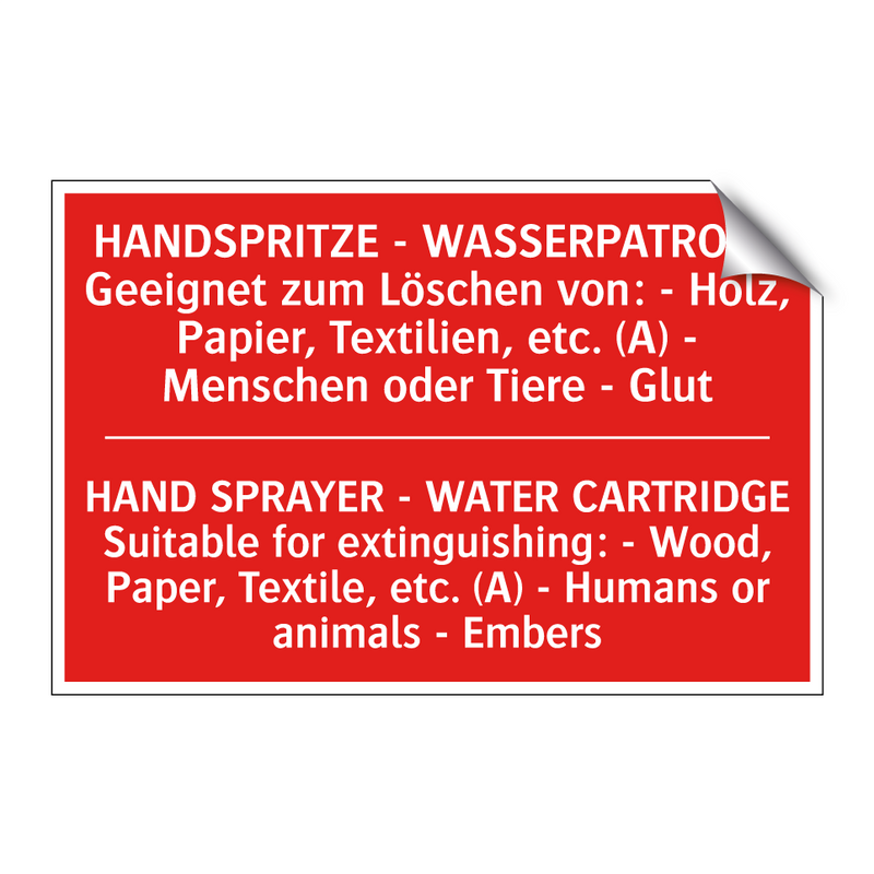 HANDSPRITZE - WASSERPATRONE Geeignet /.../ - HAND SPRAYER - WATER CARTRIDGE /.../