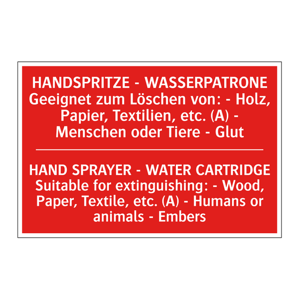 HANDSPRITZE - WASSERPATRONE Geeignet /.../ - HAND SPRAYER - WATER CARTRIDGE /.../