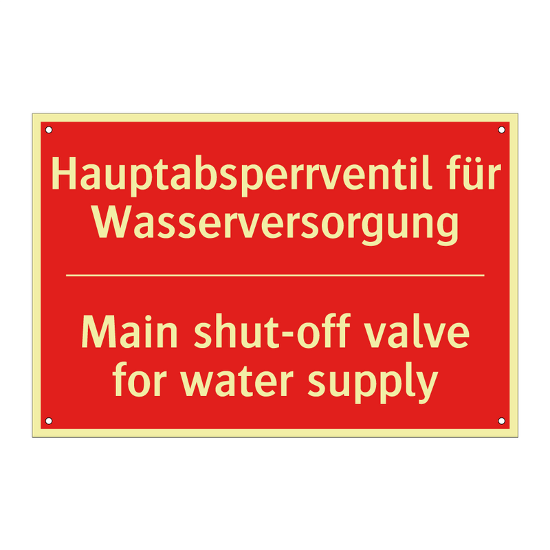 Hauptabsperrventil für Wasserversorgung/.../ - Main shut-off valve for water /.../
