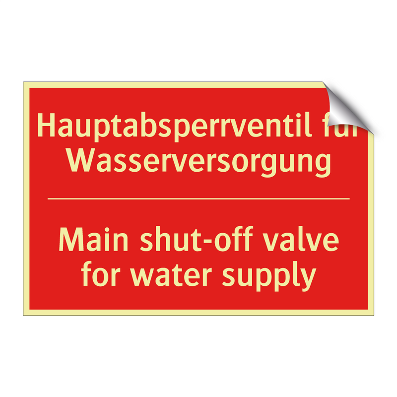Hauptabsperrventil für Wasserversorgung/.../ - Main shut-off valve for water /.../