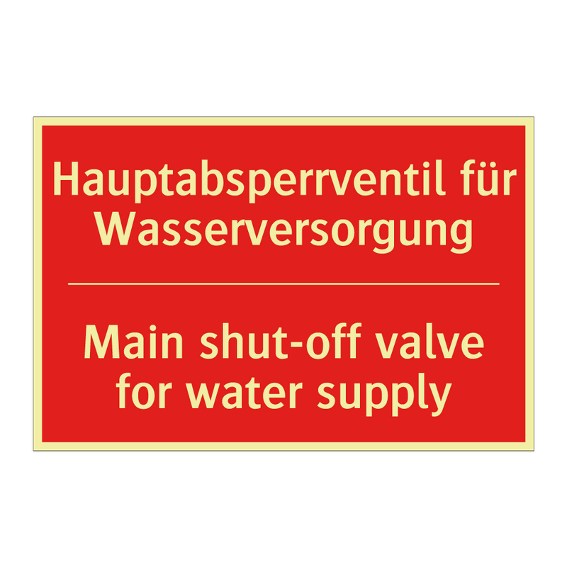 Hauptabsperrventil für Wasserversorgung/.../ - Main shut-off valve for water /.../