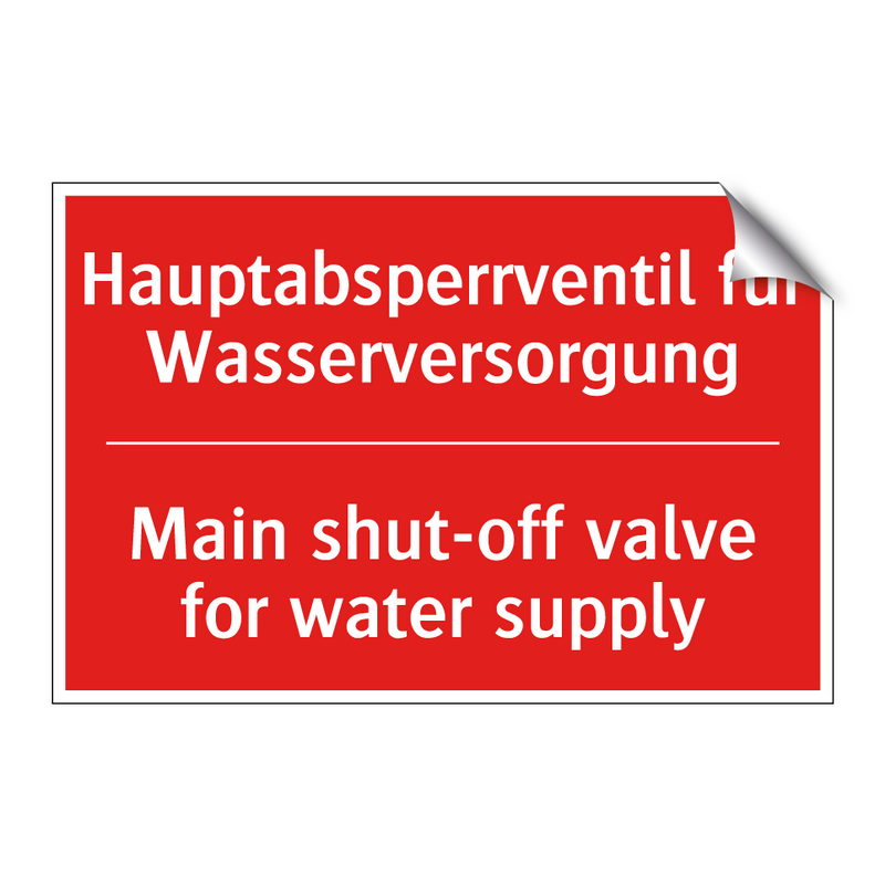 Hauptabsperrventil für Wasserversorgung/.../ - Main shut-off valve for water /.../