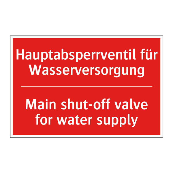 Hauptabsperrventil für Wasserversorgung/.../ - Main shut-off valve for water /.../