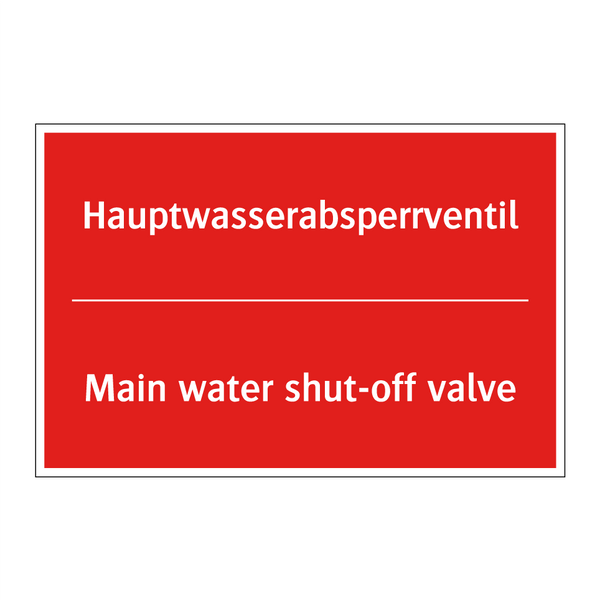 Hauptwasserabsperrventil - Main water shut-off valve
