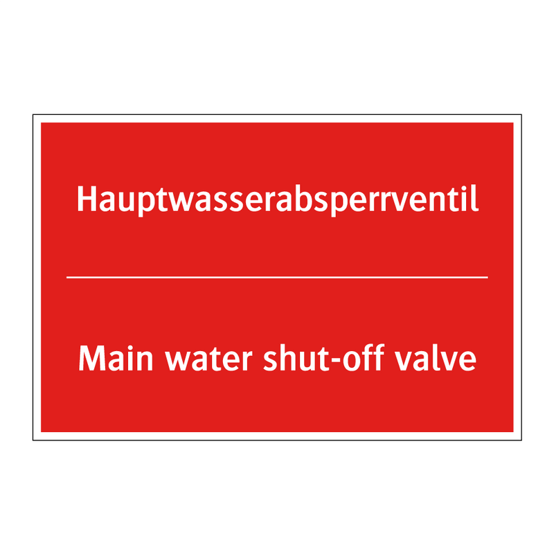 Hauptwasserabsperrventil - Main water shut-off valve