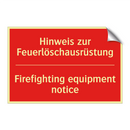 Hinweis zur Feuerlöschausrüstung/.../ - Firefighting equipment notice