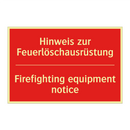 Hinweis zur Feuerlöschausrüstung/.../ - Firefighting equipment notice