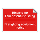 Hinweis zur Feuerlöschausrüstung/.../ - Firefighting equipment notice