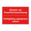 Hinweis zur Feuerlöschausrüstung/.../ - Firefighting equipment notice