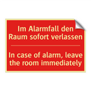 Im Alarmfall den Raum sofort verlassen/.../ - In case of alarm, leave the room /.../