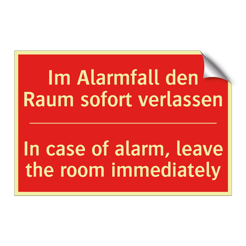 Im Alarmfall den Raum sofort verlassen/.../ - In case of alarm, leave the room /.../