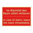Im Alarmfall den Raum sofort verlassen/.../ - In case of alarm, leave the room /.../
