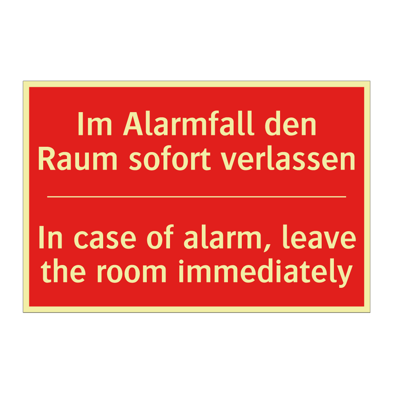 Im Alarmfall den Raum sofort verlassen/.../ - In case of alarm, leave the room /.../